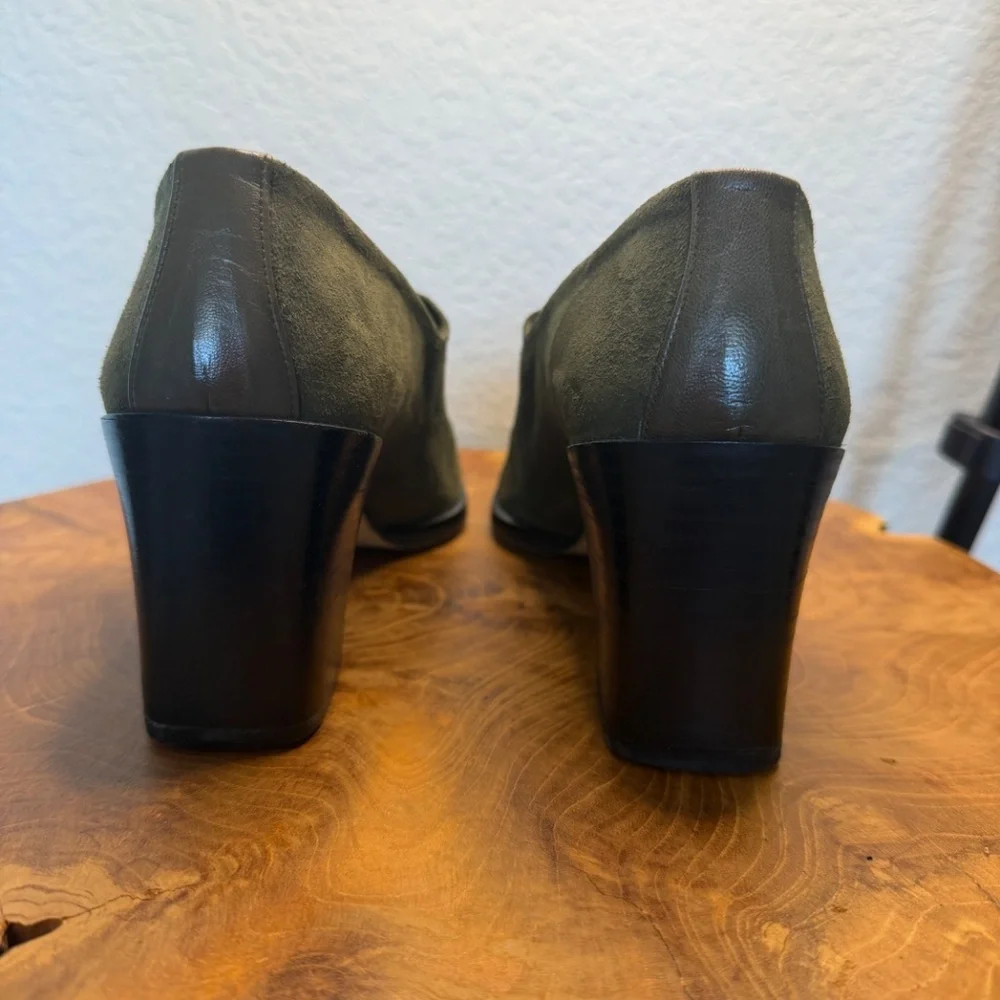 Donald J Pliner Olive Green Block Heel Shoes Booties Shooties Womens‎ sz 7